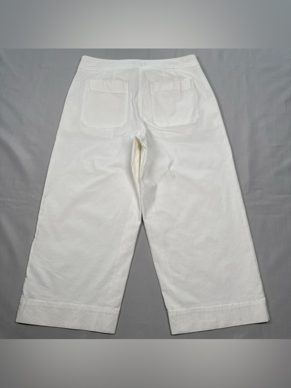 Talbots Sailor Gold Buttons Wide Leg Pants Women 6 Ivory Nautical Cotton Blend - Picture 4 of 7